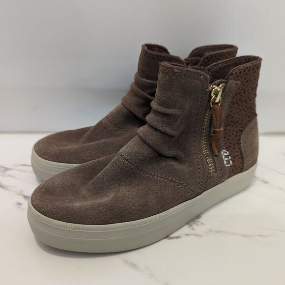 Sperry Top Sider Brown Suede Girl's Floral Eyelet Crest Zone Booties Boots 1 - Picture 1 of 11